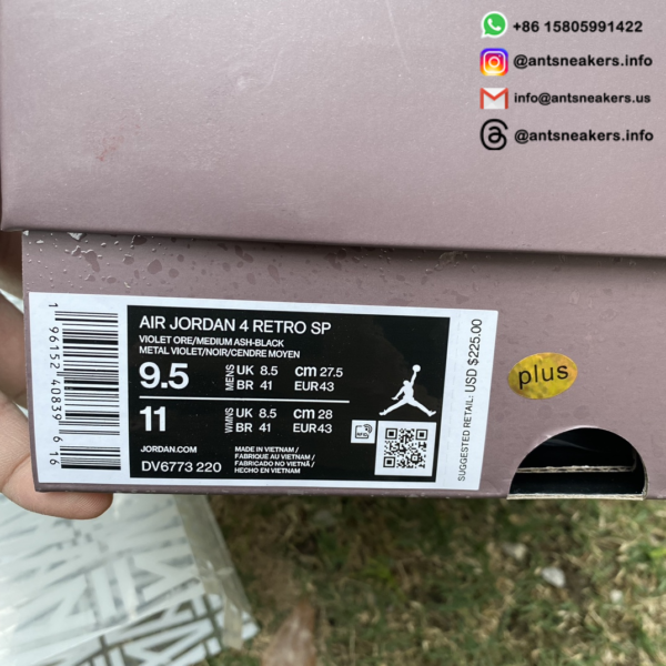 A Ma Maniére x Air Jordan 4 Retro 'Violet Ore' DV6773-220 - Image 3