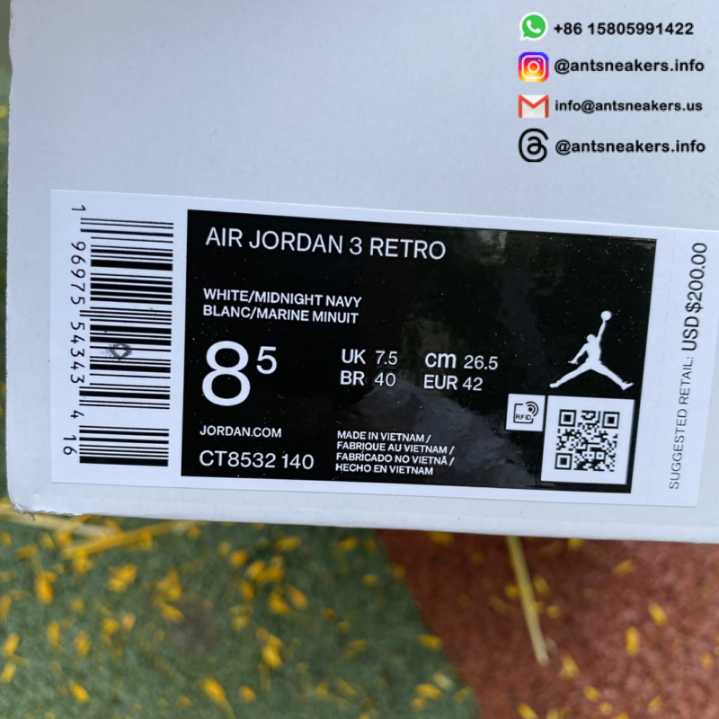 Air Jordan 3 Retro 'Midnight Navy' CT8532-140