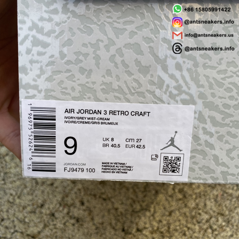 Air Jordan 3 Retro SE Craft 'Ivory' FJ9479-100