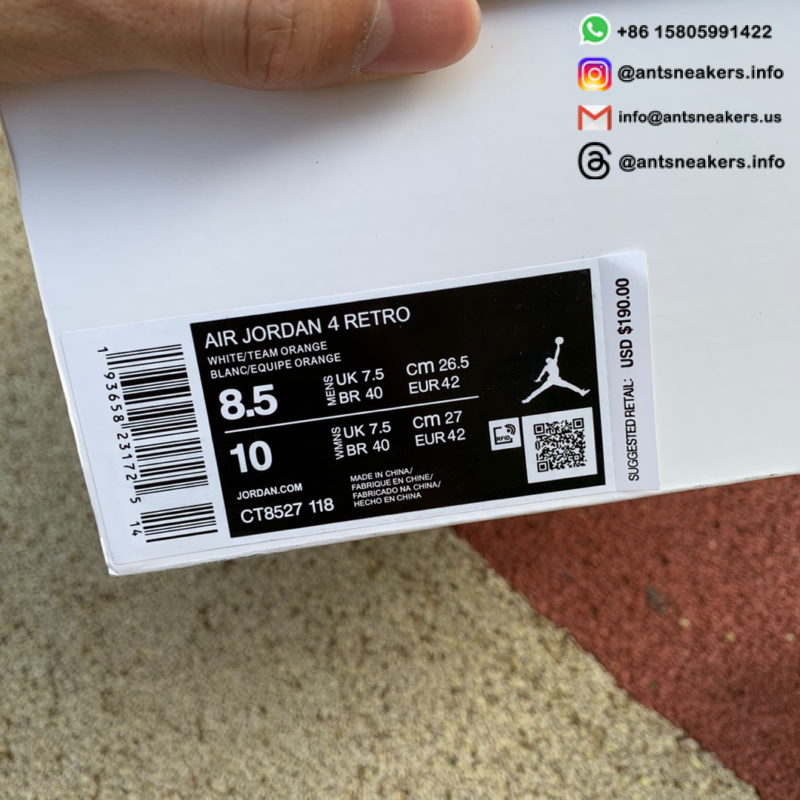 Air Jordan 4 Retro 'Orange Metallic' CT8527-118