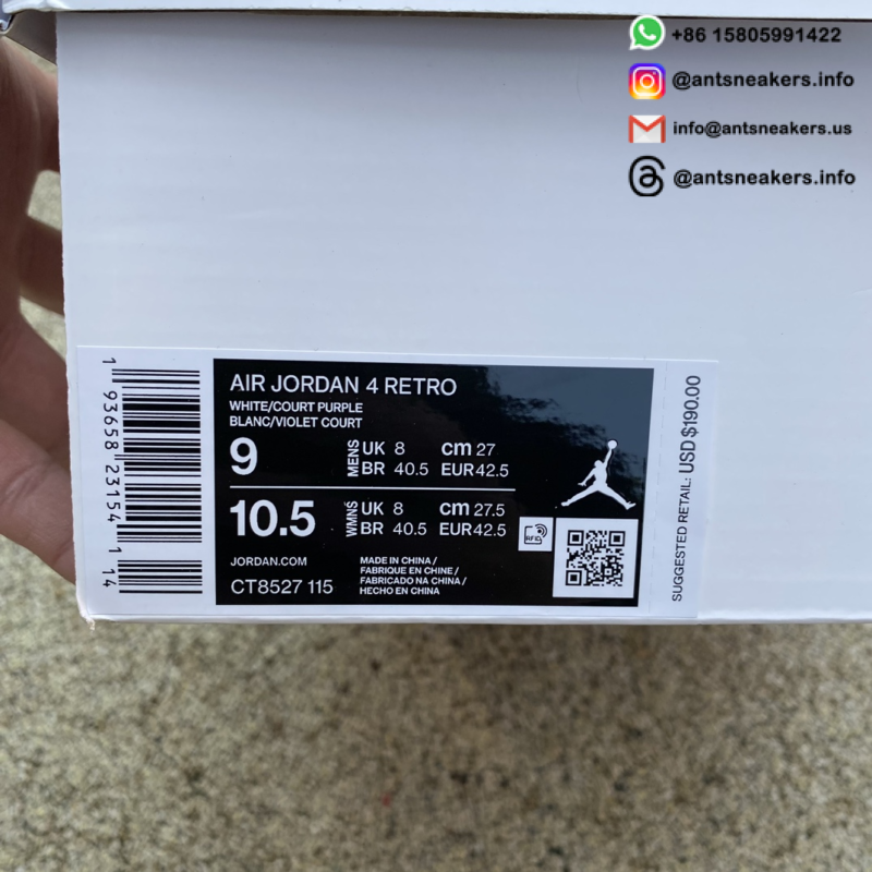 Air Jordan 4 Retro 'Purple Metallic' CT8527-115