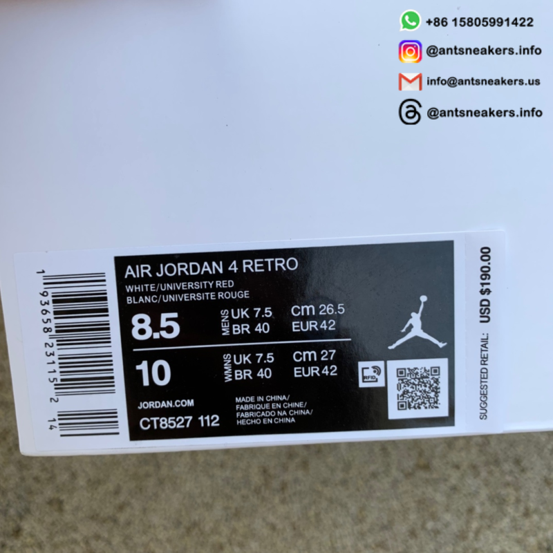 Air Jordan 4 Retro 'Red Metallic' CT8527-112