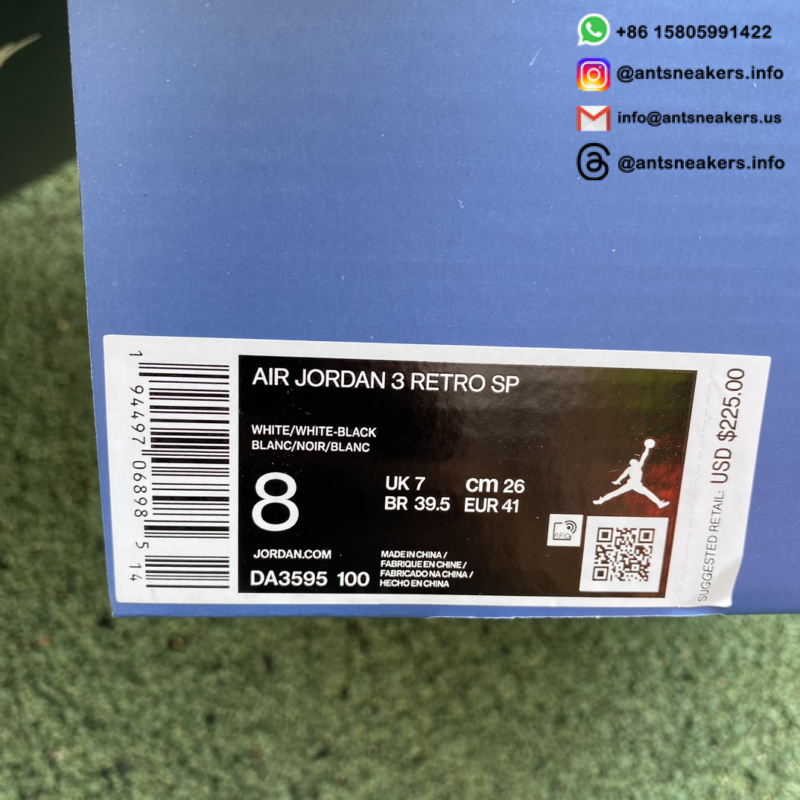 Fragment Design x Air Jordan 3 Retro SP 'White' DA3595-100