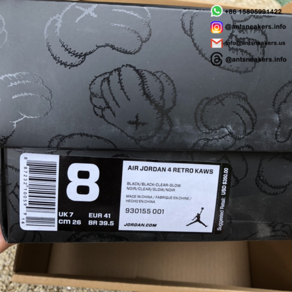 KAWS x Air Jordan 4 Retro 'Black' 930155-001 - Image 11