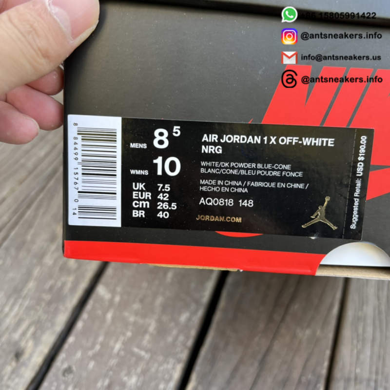 Off-White x Air Jordan 1 Retro High OG 'UNC' AQ0818-148