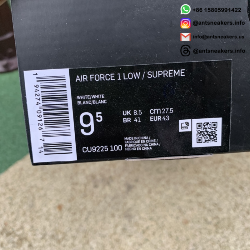 Supreme x Air Force 1 Low 'Box Logo - White' CU9225-100