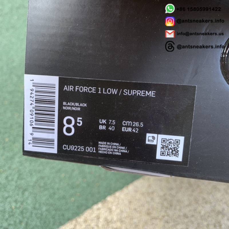 Supreme x Nike Air Force 1 Low 'Box Logo - Black' CU9225-001