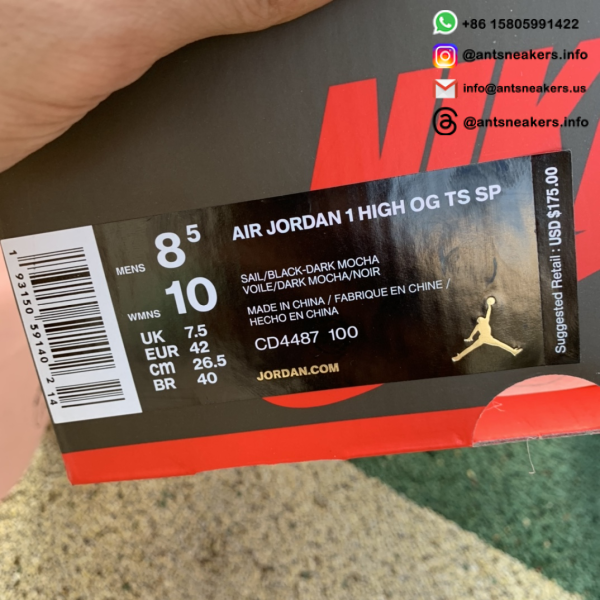 Travis Scott x Air Jordan 1 Retro High OG 'Mocha' CD4487-100 - Image 11