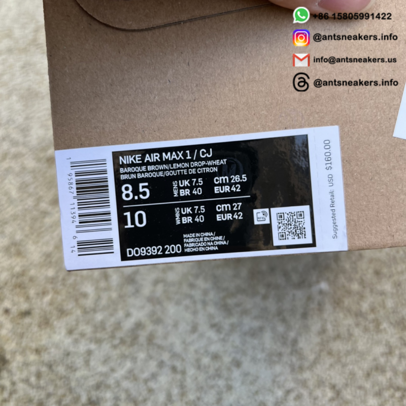 Travis Scott x Nike Air Max 1 'Baroque Brown' DO9392-200