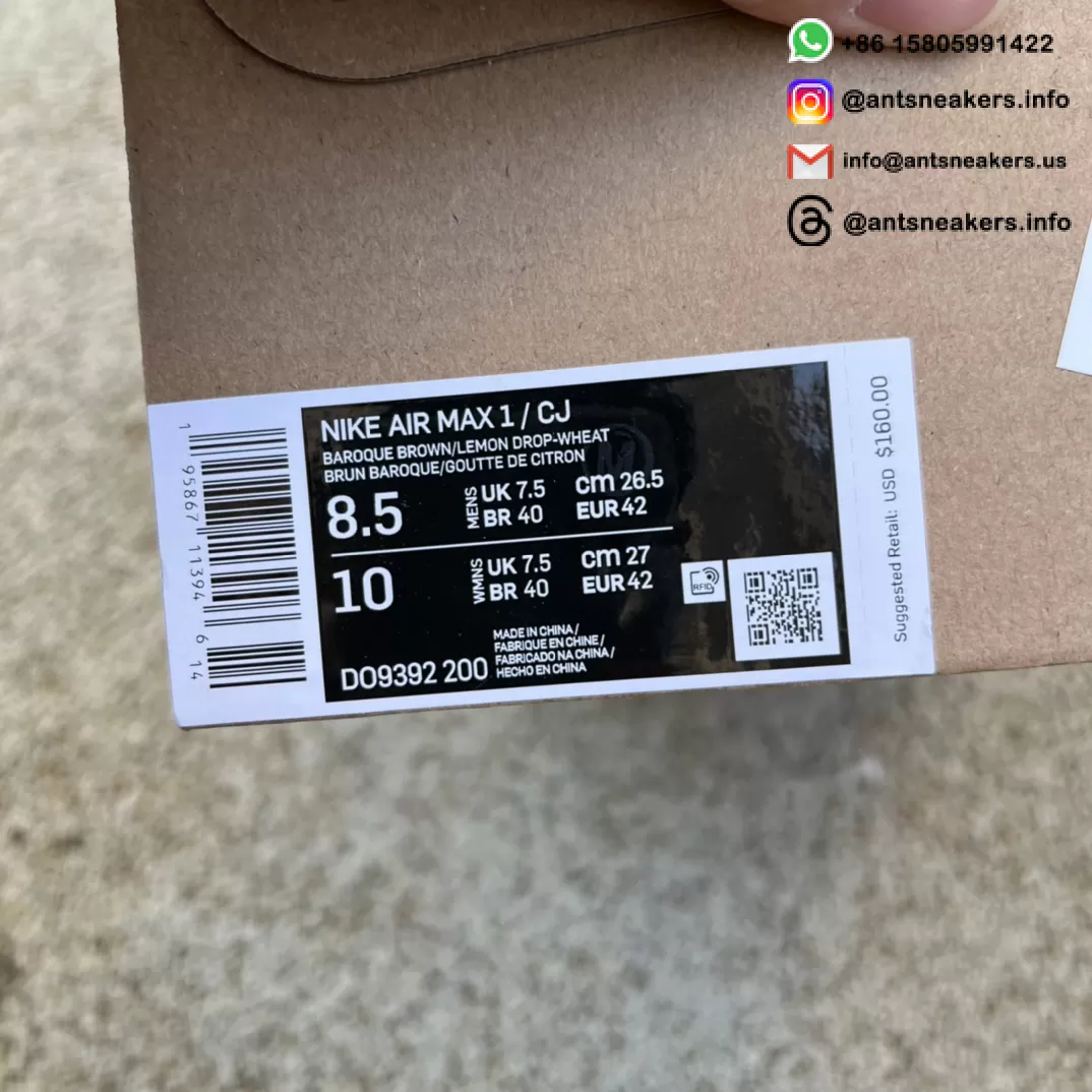 Travis Scott x Nike Air Max 1 'Baroque Brown' DO9392-200