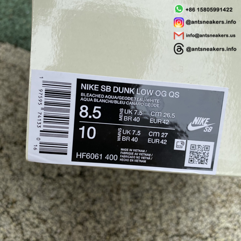 Futura Laboratories x Nike Dunk Low SB 'Bleached Aqua' HF6061-400