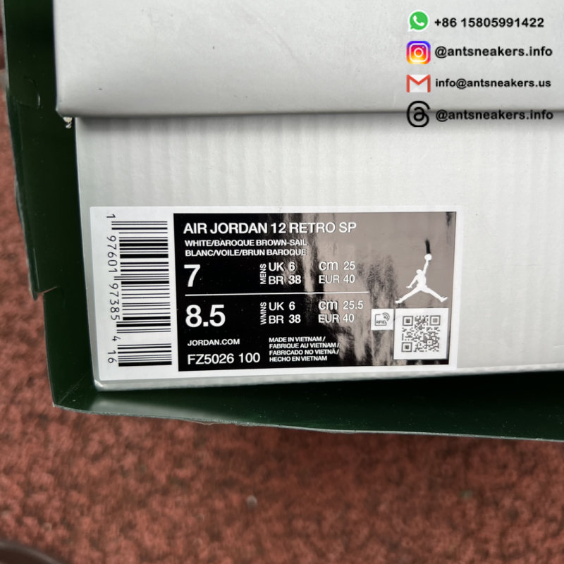 SoleFly x Air Jordan 12 Retro SP 'Baroque Brown' FZ5026-100