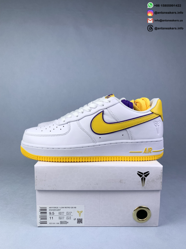 Kobe Bryant x Air Force 1 Low Retro QS 'Lakers Home' FZ1151-100 - Image 2