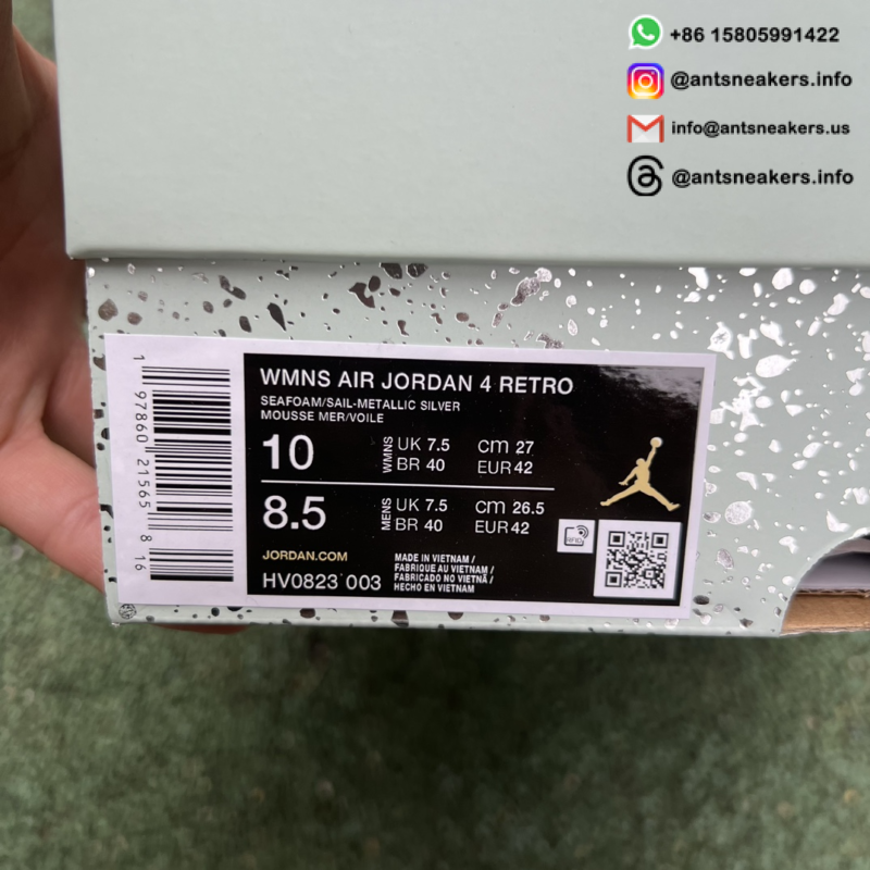 Wmns Air Jordan 4 Retro 'Seafoam Sail' HV0823-003