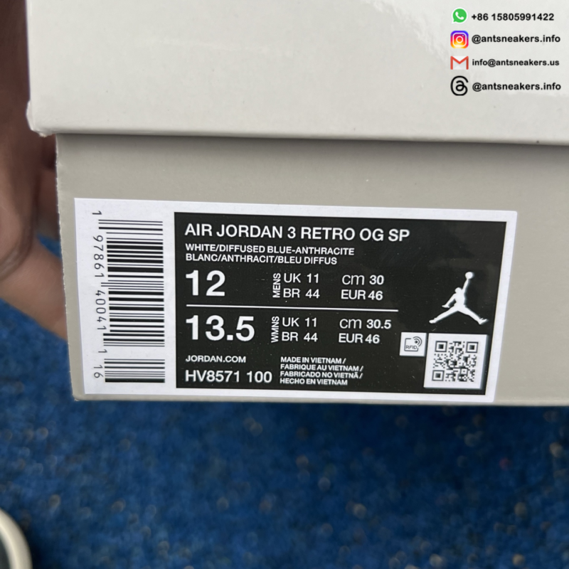 A Ma Maniére x Air Jordan 3 Retro OG SP 'Diffused Blue' HV8571-100