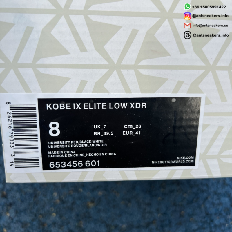 Kobe 9 Elite Low XDR 'University Red' 653456-601