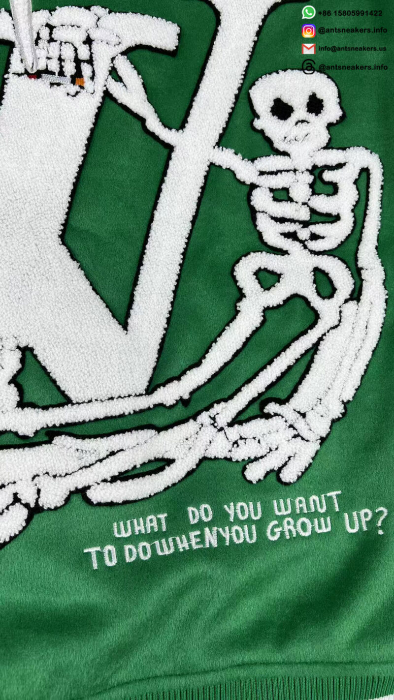 Louis Vuitton Alphabet Patchwork Loose Long Sleeve Baseball Jersey Green 1A98D3