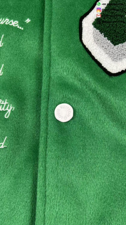 Louis Vuitton Alphabet Patchwork Loose Long Sleeve Baseball Jersey Green 1A98D3 - Image 6