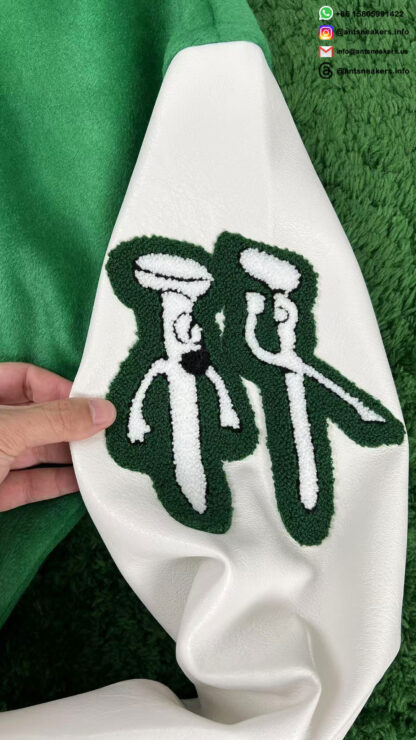 Louis Vuitton Alphabet Patchwork Loose Long Sleeve Baseball Jersey Green 1A98D3 - Image 9