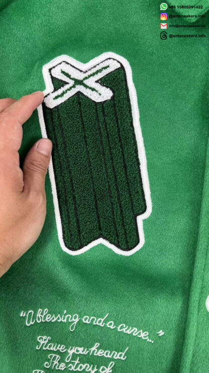 Louis Vuitton Alphabet Patchwork Loose Long Sleeve Baseball Jersey Green 1A98D3 - Image 11