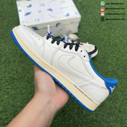 Fragment Design x Travis Scott x Air Jordan 1 Retro Low OG SP 'Sail Military Blue' DM7866-104 - Image 2