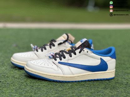 Fragment Design x Travis Scott x Air Jordan 1 Retro Low OG SP 'Sail Military Blue' DM7866-104 - Image 9