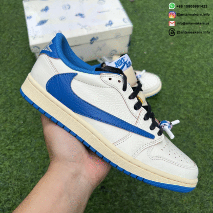 Fragment Design x Travis Scott x Air Jordan 1 Retro Low OG SP 'Sail Military Blue' DM7866-104 - Image 8