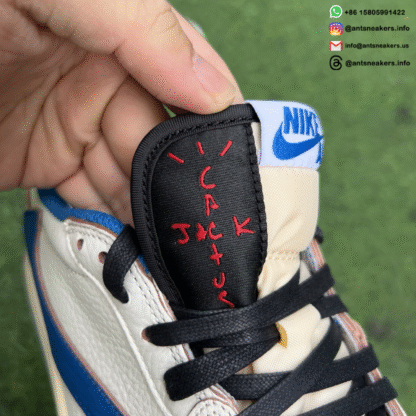 Fragment Design x Travis Scott x Air Jordan 1 Retro Low OG SP 'Sail Military Blue' DM7866-104 - Image 6