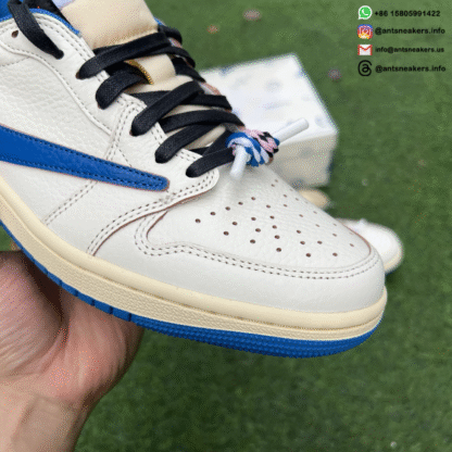 Fragment Design x Travis Scott x Air Jordan 1 Retro Low OG SP 'Sail Military Blue' DM7866-104 - Image 4