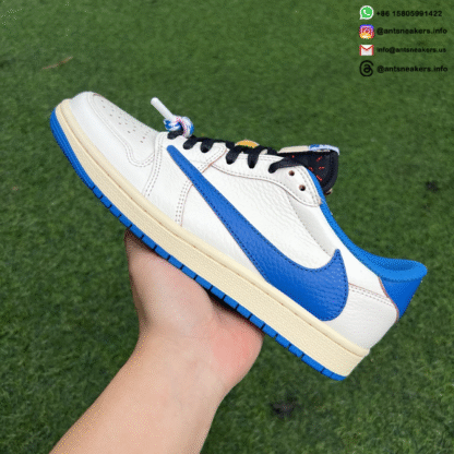 Fragment Design x Travis Scott x Air Jordan 1 Retro Low OG SP 'Sail Military Blue' DM7866-104 - Image 3