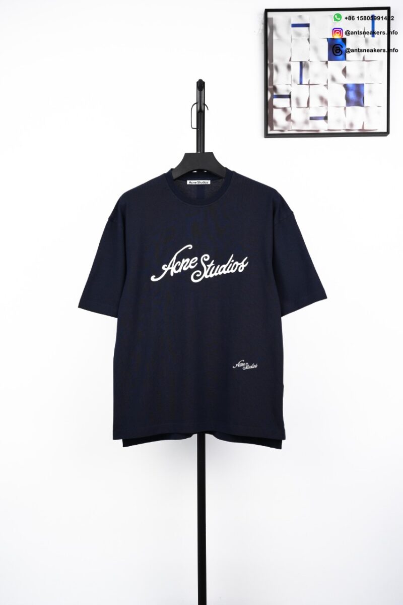 ACNE STUDIOS Three-Dimensional Letter Embroidery Tee Blueberry