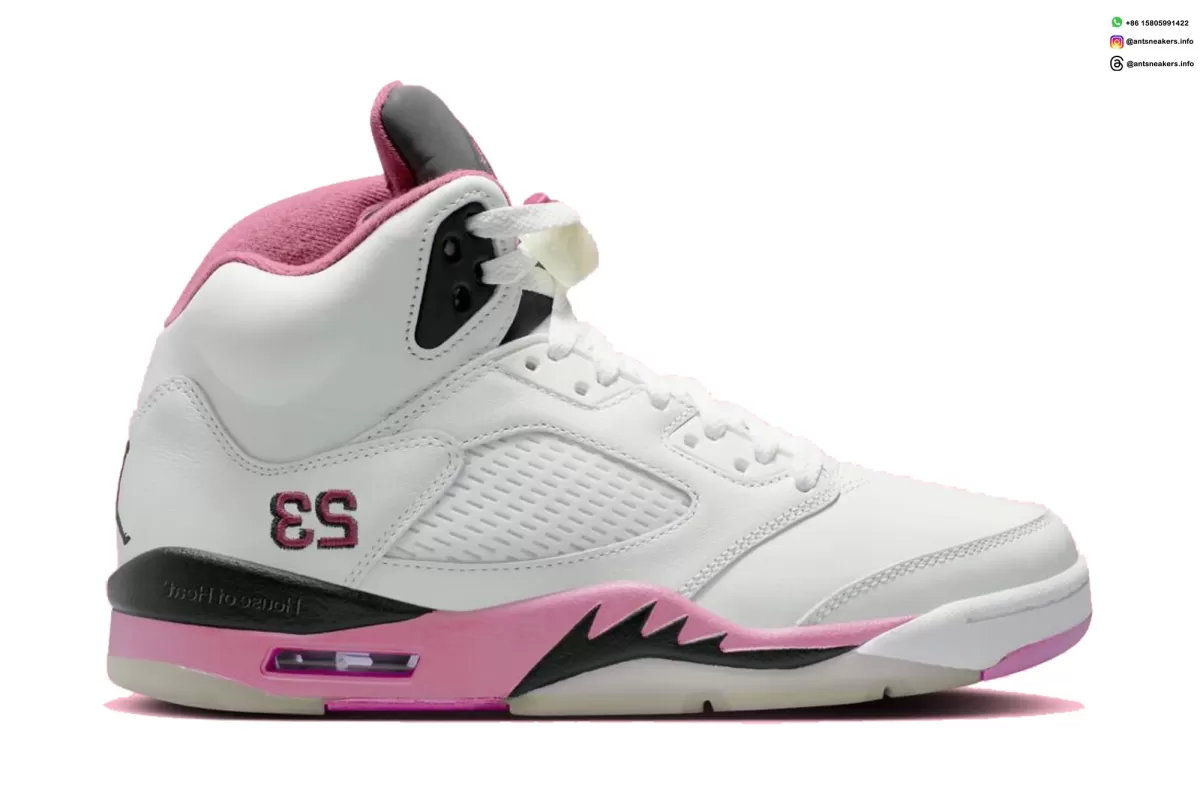 HQ7978-102 listing image on a white background with a broad pink midsole band and black jagged accents