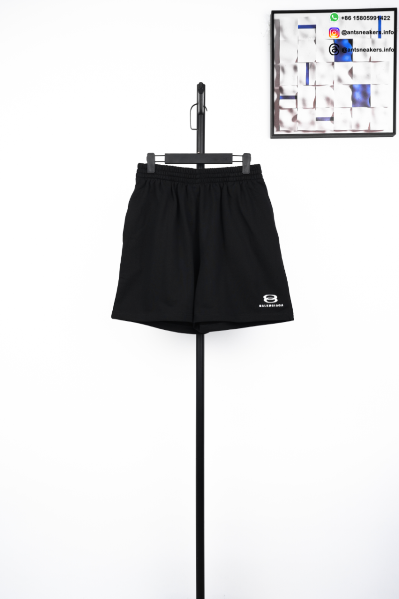 BALENCIAGA Double Ring Embroidery Shorts Black