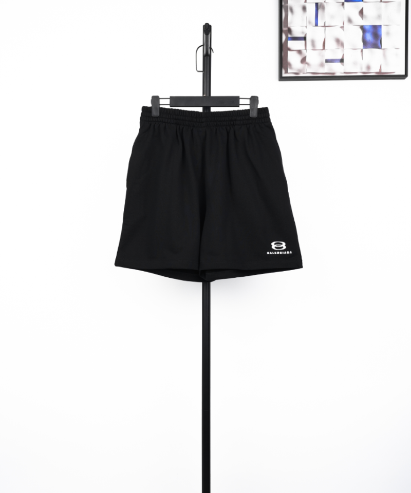 BALENCIAGA Double Ring Embroidery Shorts Black