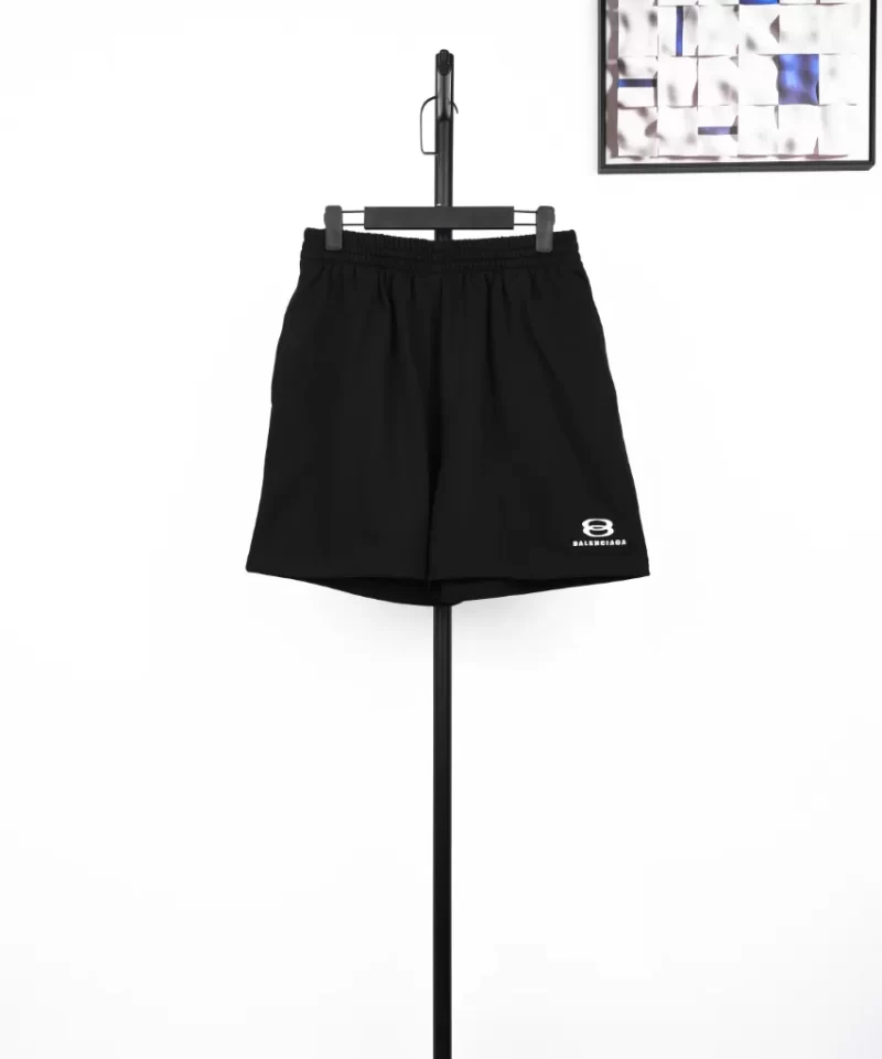 BALENCIAGA Double Ring Embroidery Shorts Black