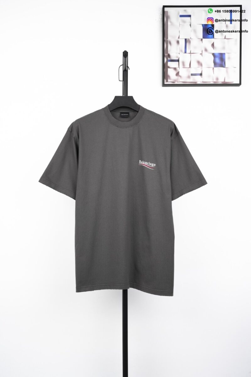 BALENCIAGA Flag Logo T-Shirt Gray