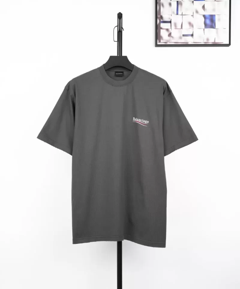 BALENCIAGA Flag Logo T-Shirt Gray Streetwear Running Shoes