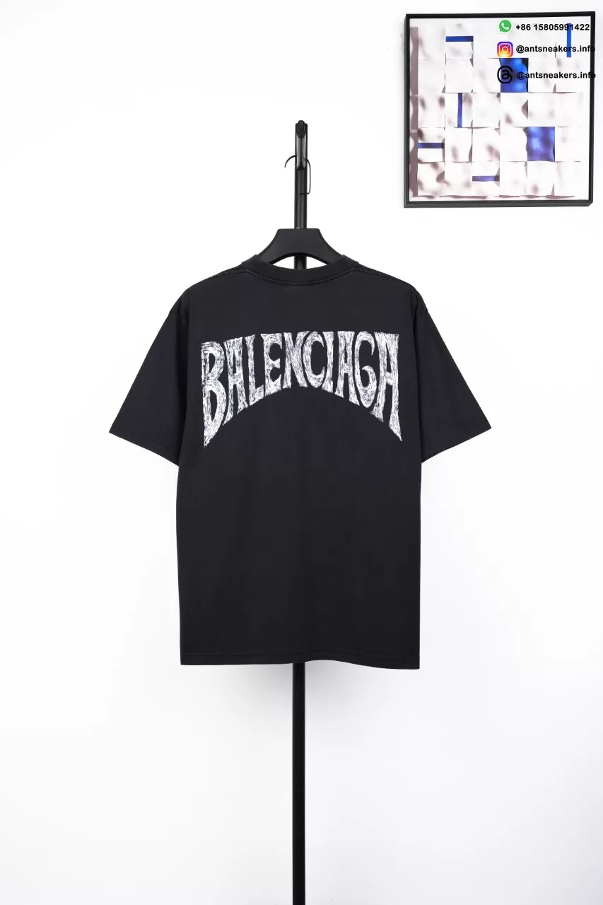 BALENCIAGA Hawaii Print T-Shirt Black Streetwear