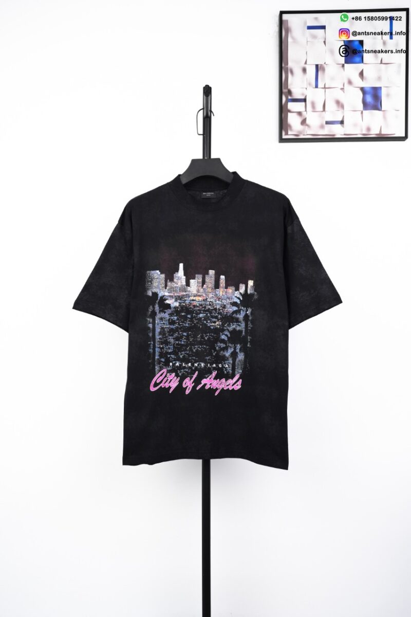 BALENCIAGA Los Angeles Nightscape Print Tee Black