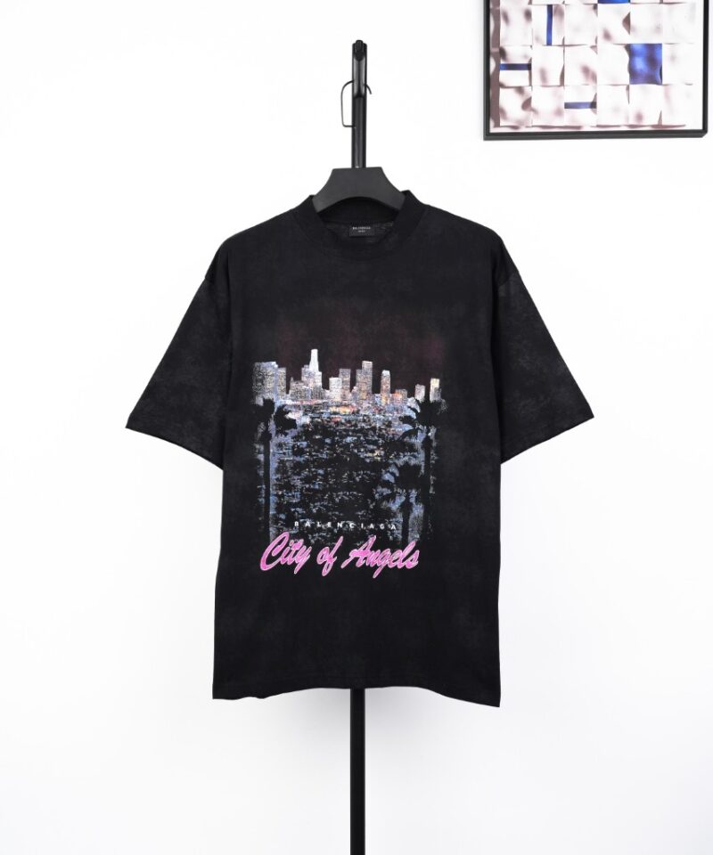 BALENCIAGA Los Angeles Nightscape Print Tee Black