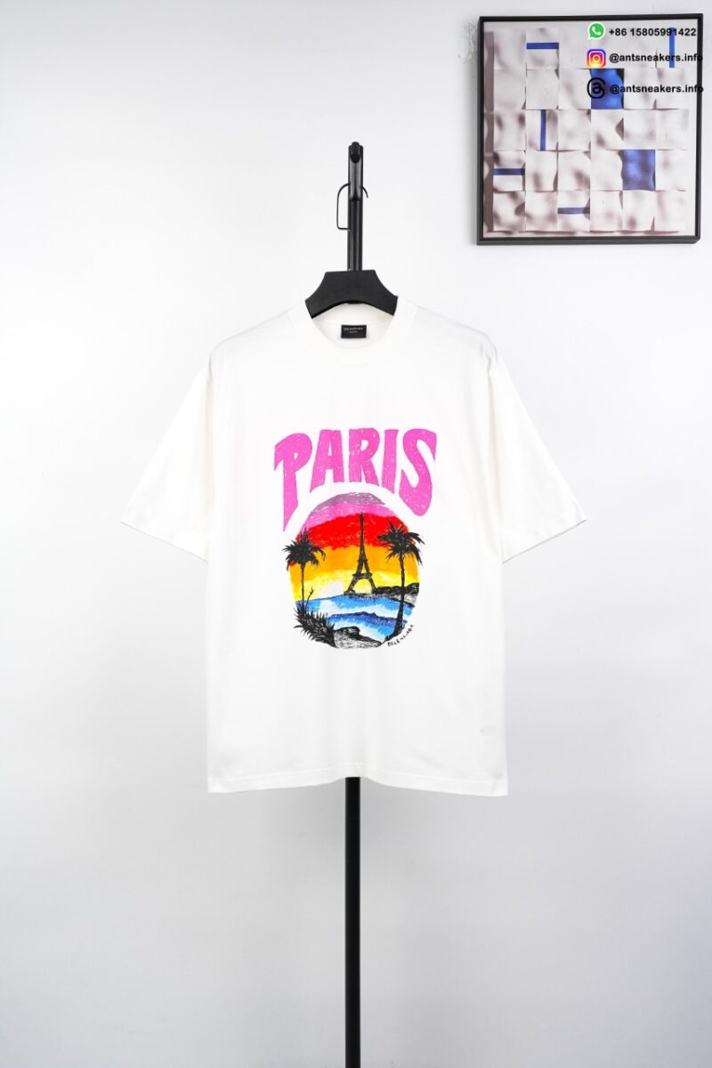 BALENCIAGA Paris Hawaii Print T-Shirt White
