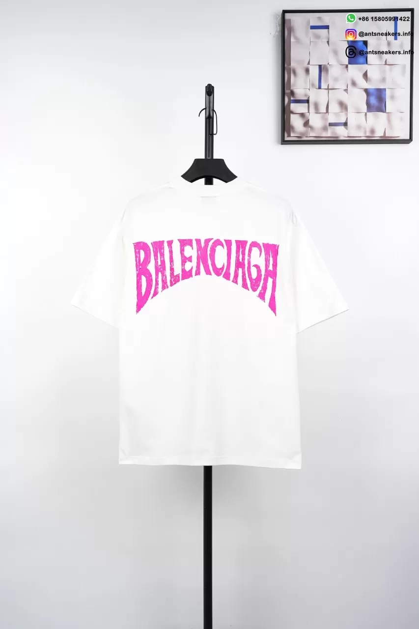 BALENCIAGA Paris Hawaii Print T-Shirt White Streetwear