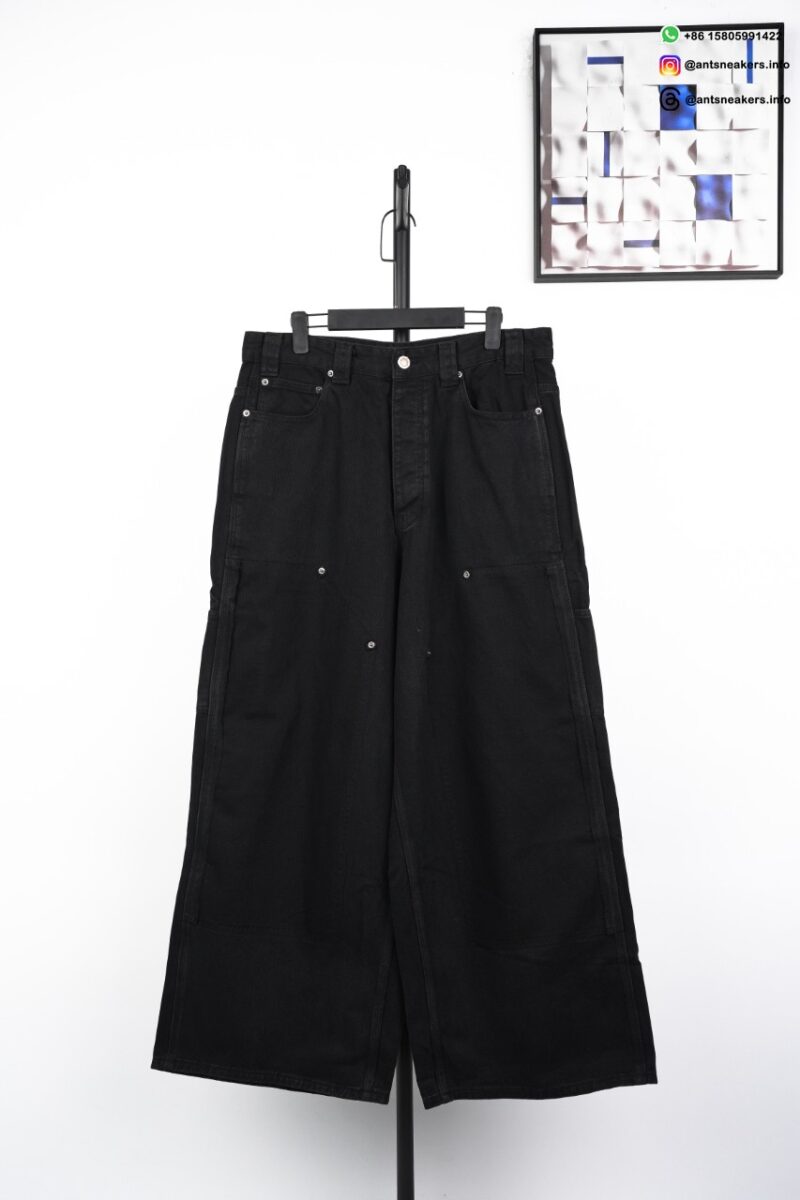 BALENCIAGA Patchwork Lumberjack Denim Pants Black