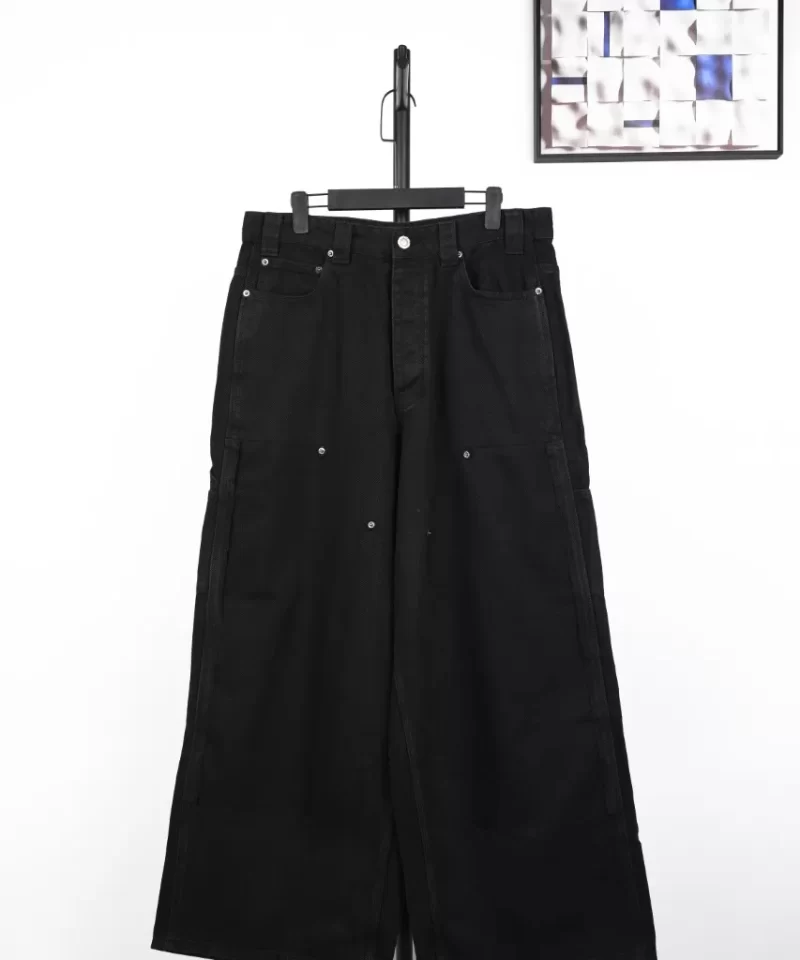 BALENCIAGA Patchwork Lumberjack Denim Pants Black