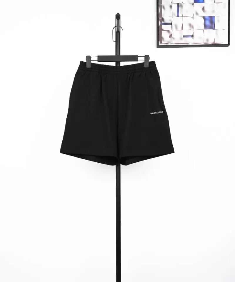 BALENCIAGA Reflective Logo Shorts Black Streetwear