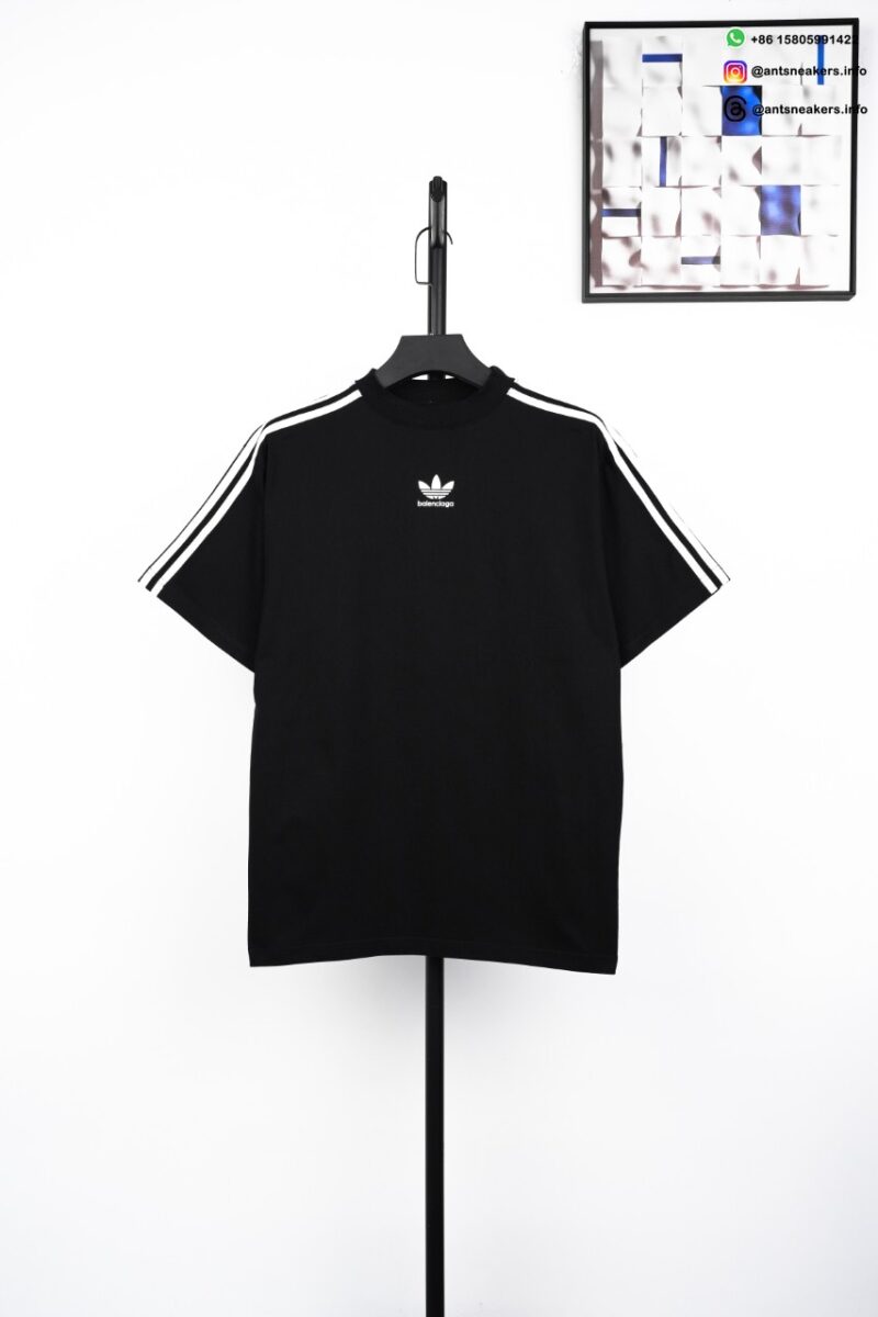 BALENCIAGA Trefoil Co-branded Short Sleeve T-Shirt Black