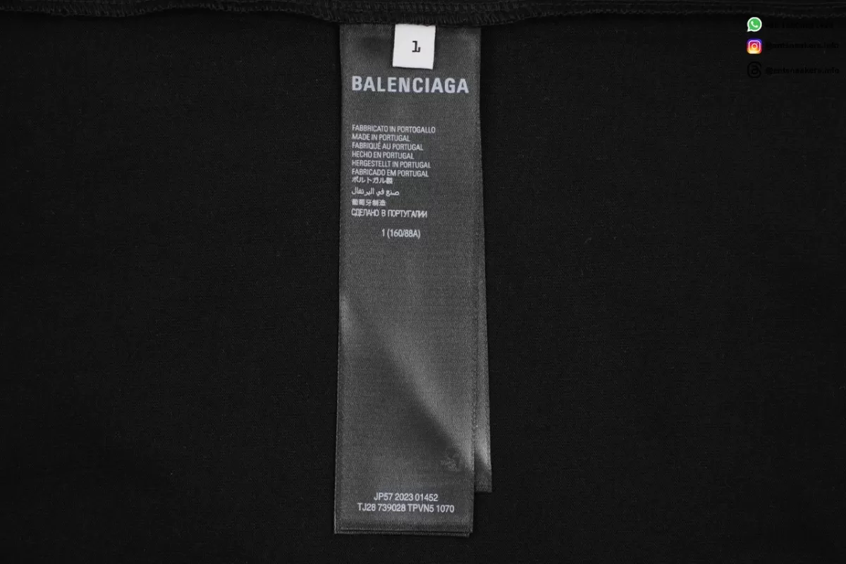 BALENCIAGA Trefoil Co-branded Short Sleeve T-Shirt Black