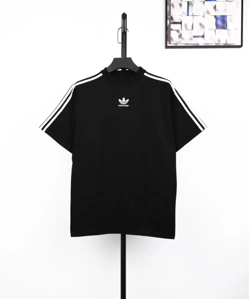 BALENCIAGA Trefoil Co-branded Short Sleeve T-Shirt Black