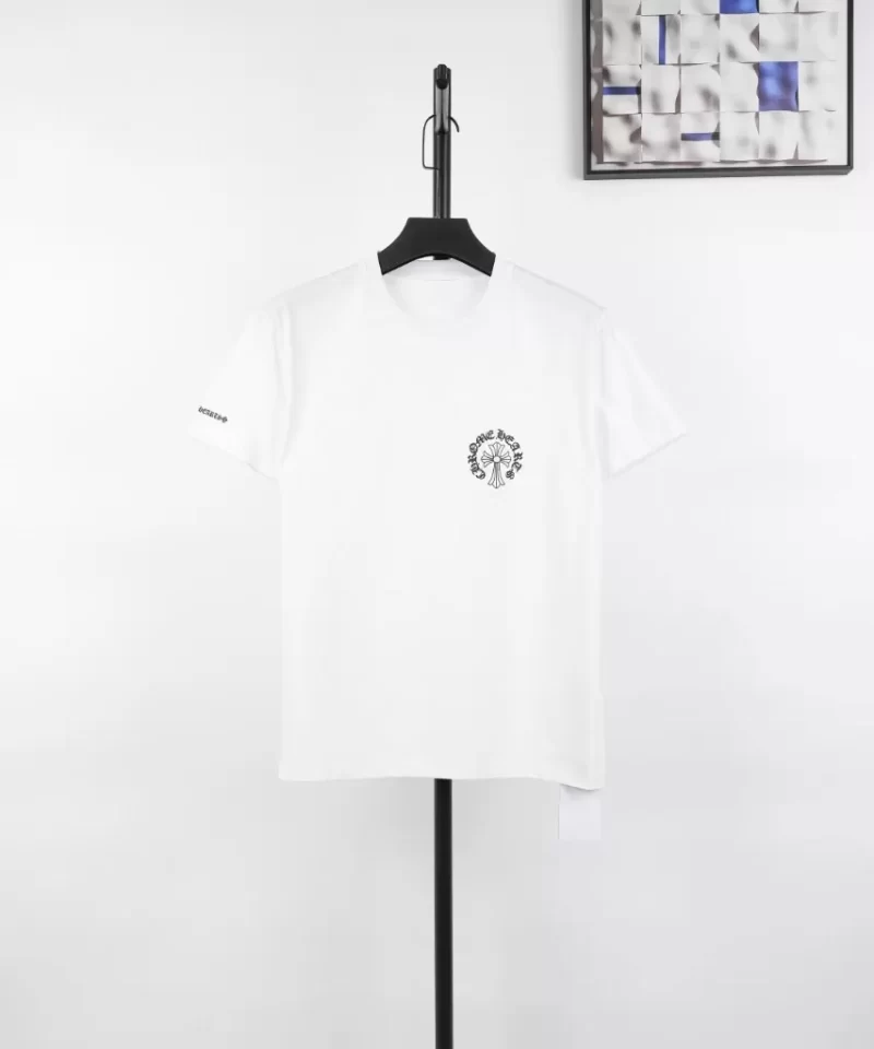 CHROME HEARTS Gothic Printed Short Sleeve T-shirts White