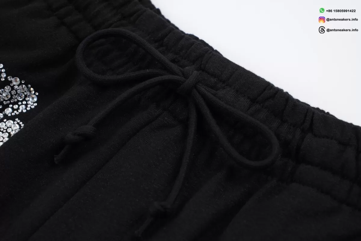 DENIM TEARS Rhinestone Cotton Flower Shorts Black